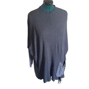 Iridium L Pima Cotton Lagenlook Oversized Tunic Striped Pocket Made Peru